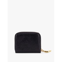 Leather wallet with frontal logo