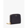 Leather wallet with frontal logo