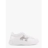 Leather sneakers with rhinestone logo on the side