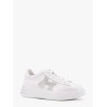 Leather sneakers with rhinestone logo on the side