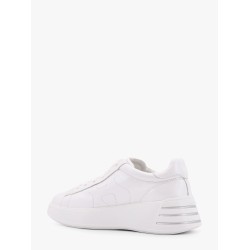 Leather sneakers with rhinestone logo on the side