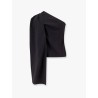 Asymmetric viscose and wool crêpe top