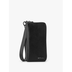Leather wallet with metal logo