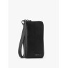 Leather wallet with metal logo