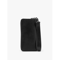 Leather wallet with metal logo