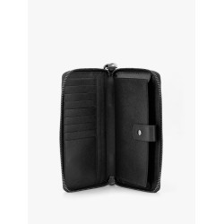 Leather wallet with metal logo