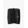 Leather wallet with metal logo