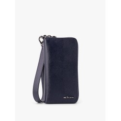 Leather wallet with metal logo
