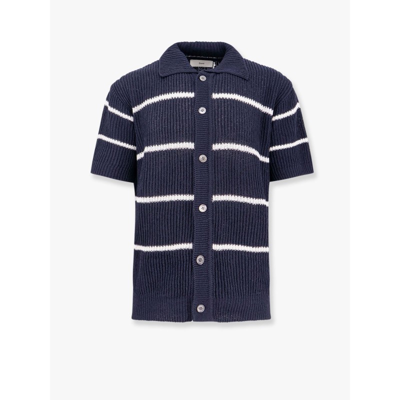 Linen blend cardigan with striped motif