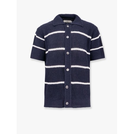Linen blend cardigan with striped motif