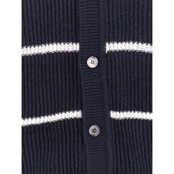 Linen blend cardigan with striped motif