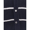Linen blend cardigan with striped motif