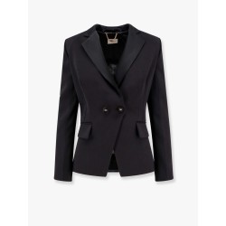 Double-breasted blazer with covered buttons