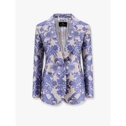Jacquard silk blend blazer with embroidery