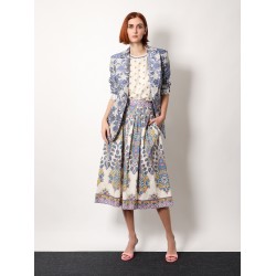 Jacquard silk blend blazer with embroidery