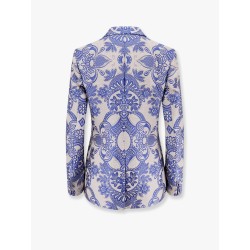 Jacquard silk blend blazer with embroidery