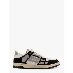 Crystal skel top low leather and suede sneakers with rhinestones detail