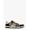 Crystal skel top low leather and suede sneakers with rhinestones detail