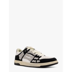 Crystal skel top low leather and suede sneakers with rhinestones detail