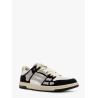 Crystal skel top low leather and suede sneakers with rhinestones detail