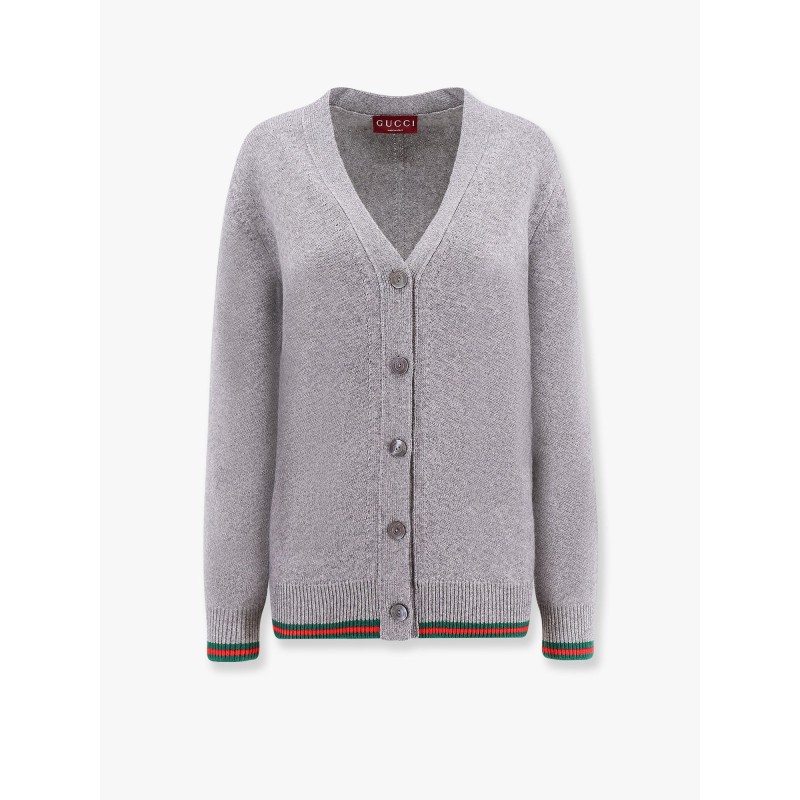 Wool and cashmere cardigan with web detail