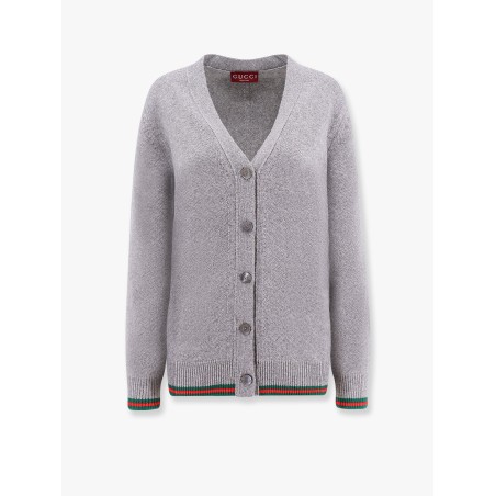 Wool and cashmere cardigan with web detail