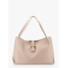 Leather handbag with metal gancini detail