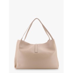 Leather handbag with metal gancini detail