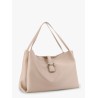 Leather handbag with metal gancini detail