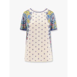 Viscose and silk top with multicolor print