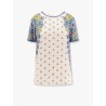 Viscose and silk top with multicolor print