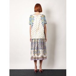 Viscose and silk top with multicolor print