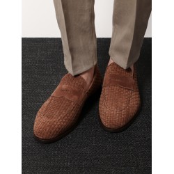Suede loafer with interwined motif