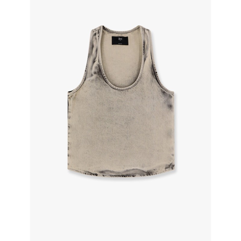 Moon stone-washed denim tank top