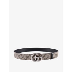 Reversible gg supreme fabric and leather belt