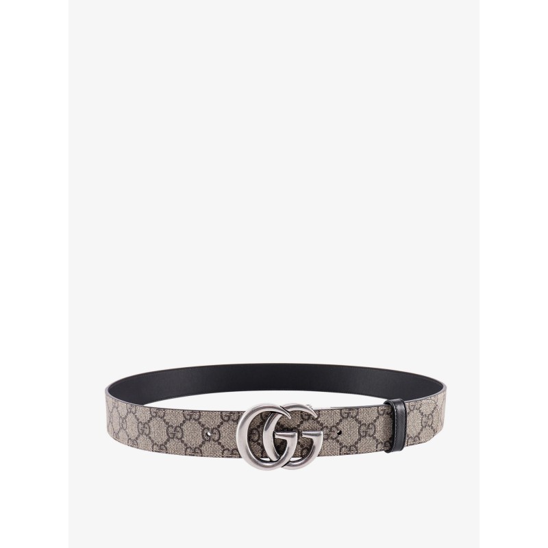 Reversible gg supreme fabric and leather belt
