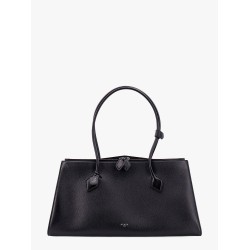 Leather shoulder bag with frontal logo print