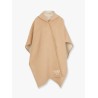 Wool and cashmere poncho with leather profiles