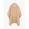 Wool and cashmere poncho with leather profiles