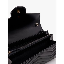 Gg marmont matelassé leather shoulder bag with frontal logo