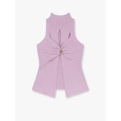 Ribbed knitted top with metal detail