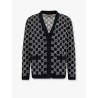 Reversible wool cardigan with gg intarsia