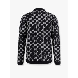 Reversible wool cardigan with gg intarsia