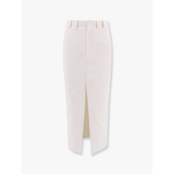 Cotton and linen skirt with diagonal motif