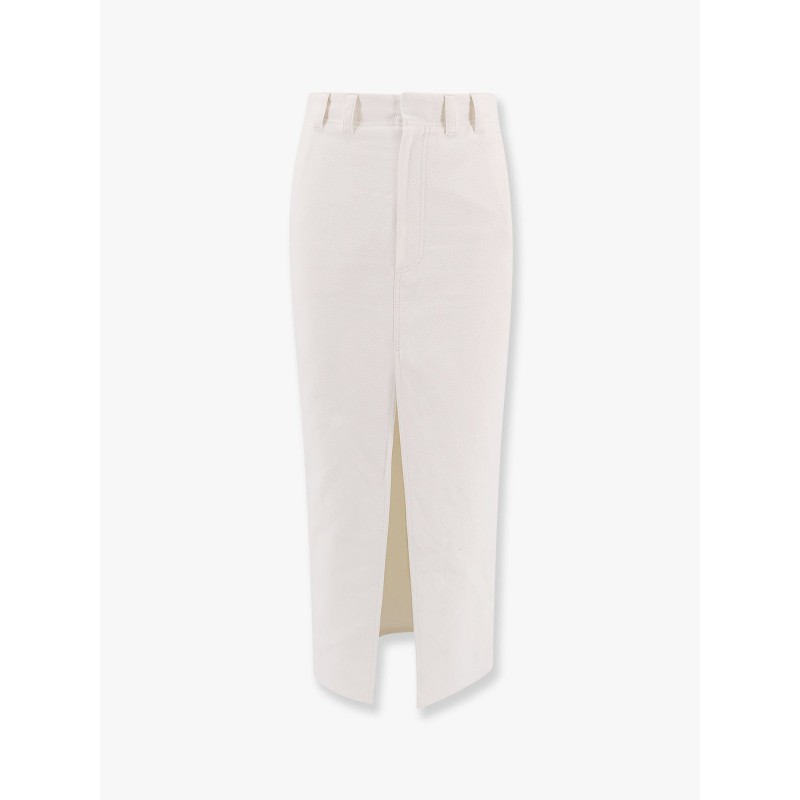 Cotton and linen skirt with diagonal motif