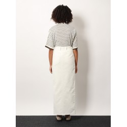 Cotton and linen skirt with diagonal motif