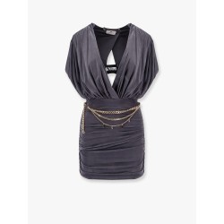 Mini dress with drapery and metal belt