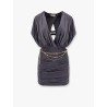 Mini dress with drapery and metal belt