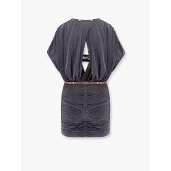 Mini dress with drapery and metal belt