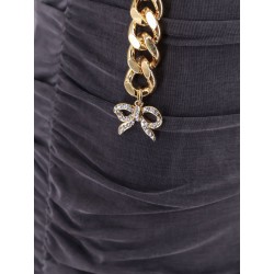 Mini dress with drapery and metal belt